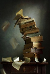 Book stack toppling